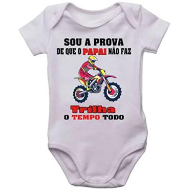 Imagem de Body infantil papai motoqueiro trilha bori bebê neném moto Cor:Branco;Tamanho:RN