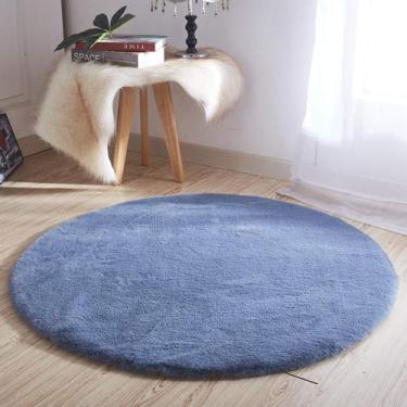 Imagem de Tapetes redondos falsos, cor sólida macia pilha curta antiderrapante e lavável tapete para sala de estar quarto estudo banheiro varanda tapete de cabeceira, cinza prateado, 60 cm