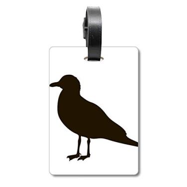 Imagem de Etiqueta de mala com desenho de animal gaivota preta etiqueta de bagagem cartão pendurado etiqueta, Multicolorido.