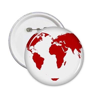 Imagem de Broche de Dia dos Namorados com mapa do mundo vermelho de coração com emblema de botão, 5 peças