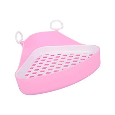 Imagem de Potty Trainer Waste Station com grade Bandeja Sanitária Pet Pan Canto para Ouriço Furão Rato Suprimentos, ROSA