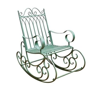 Imagem de Cadeiras de jardim ao ar livre Cadeira de balanço de arte em ferro única Cadeiras de balanço de jardim Cadeiras de lazer (verde) little surprise