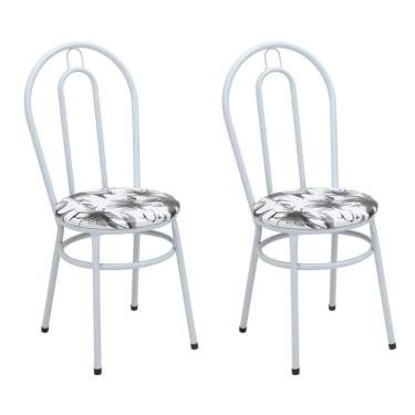 Imagem de Conjunto com 2 Cadeiras Ilustre Branco e Estampado