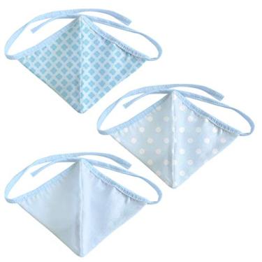 Imagem de Papi Textil Máscara Artesanal Formato Curvo Tecido Papiline Duas Camadas 03 Unidades Azul Único