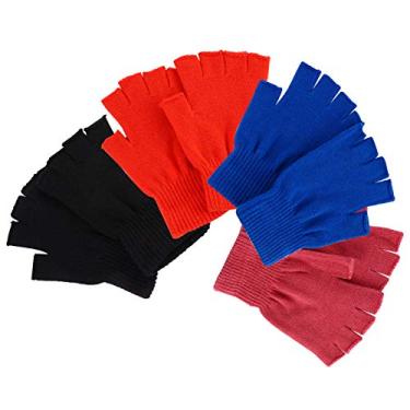 Imagem de 4 Pares Luvas Tricotadas Com Meio Dedo Luvas Quentes De Tricô Luvas De Tela Sensível Ao Toque Luvas e Mitenes De Malha Luvas Meio Dedo De Lã Cara Carro Conversível Esportes