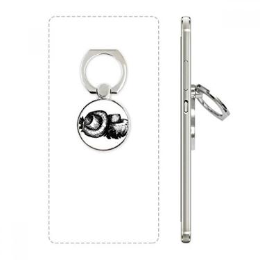 Imagem de Suporte de anel de telefone com padrão de ilustração de linha de cogumelo realista, suporte de laço ajustável