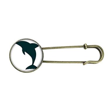 Imagem de Broche de metal retrô de golfinho Blue Ocean Docile