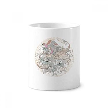 Imagem de Suporte para caneta de escova de dentes com flor e pássaro Ukiyo-e com suporte de cerâmica