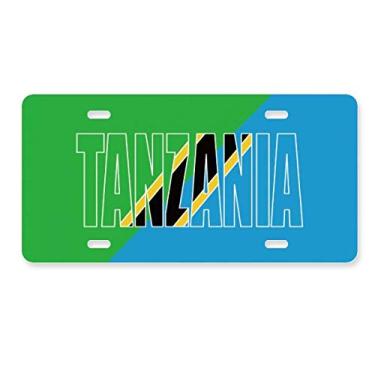 Imagem de DIYthinker Placa de carro com nome da bandeira da Tanzânia em aço inoxidável para decoração de carro