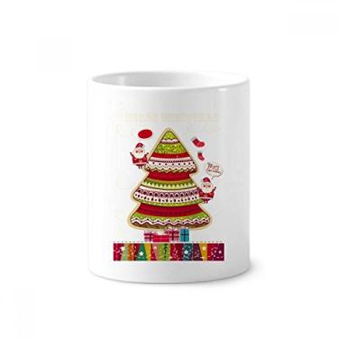Imagem de Suporte de caneta com ilustração para presente de árvore de Natal e escova de dentes Caneca de cerâmica com suporte para lápis