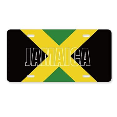 Imagem de DIYthinker Placa de licença com nome da bandeira da Jamaica em aço inoxidável para decoração de automóveis