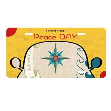 Imagem de DIYthinker Placa de carro com estampa de bússola marinha amor oceano placa etiqueta decoração de carro dia da paz