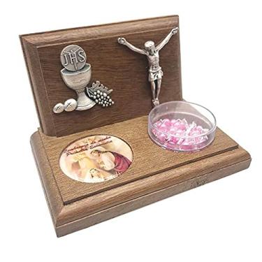 Imagem de Lembrança Primeira Eucaristia Menina Com Terço Rosa