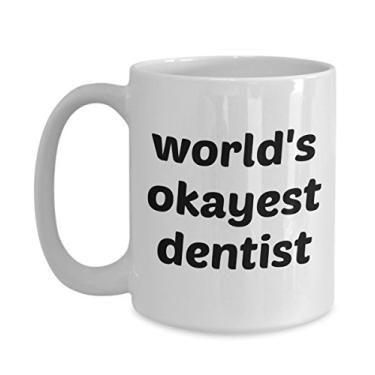 Imagem de Caneca de dentista Worlds Okayest - Caneca de café de cacau quente divertido - ideia de de Natal