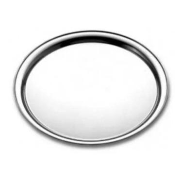 Imagem de Bandeja Redonda Inox 40cm Para Servir Restaurante Bar Garçom Profissional Buffet Lanchonete