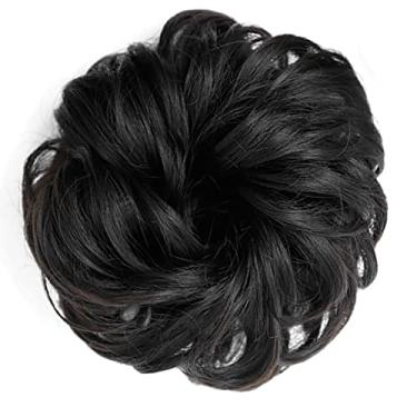 Imagem de Naroote Peruca para coque de cabelo, fofa, fosca, macia, linda ondulada para meninas para encontros (marrom preto)