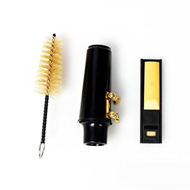 Imagem de Chusui Boquilha de Sax alto saxofone com tampa Metal fivela Reed Reed caso escova de limpeza