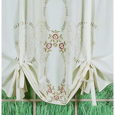 Imagem de Today's Curtain Verona – Persiana para janela com bordado reverso, 150 cm, cru/rosa