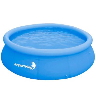 Imagem de Piscina com Borda Inflável Redonda 2400 Litros 2.4m x 63cm Azul Importway Iwpbi2490