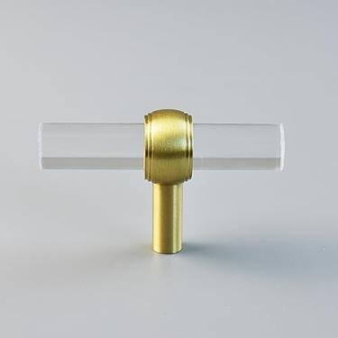 Imagem de Puxadores de armário de cozinha de cristal acrílico para armário de sapatos, puxadores de gaveta em forma de T dourados, puxadores de porta, ferragens para móveis, barra T de 60 mm, A