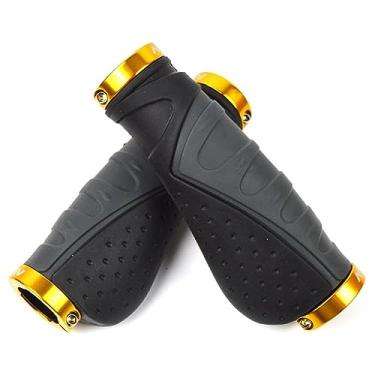 Imagem de Punhos de guidão de bicicleta Alça de torno de liga de alumínio Equipamento de guidão de bicicleta de montanha Acessórios de bicicleta (cinza-amarelo)
