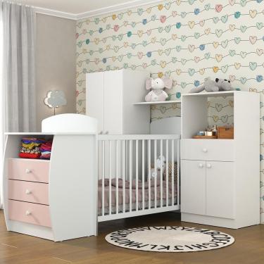 Imagem de Quarto Infantil Com Berço-cômoda Laura Branco/rosa