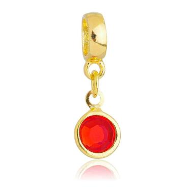 Imagem de Pingente Berloque Cristal Vermelho Pandora Banhado a Ouro 18k