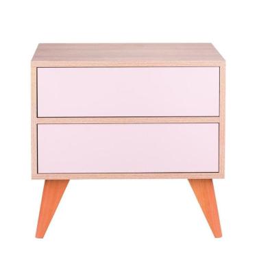 Imagem de Mesa de Cabeceira com Portas Bréscia Carvalho e Rosa Claro