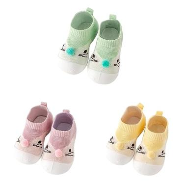 Imagem de Sandálias atléticas femininas de desenho animado sapatos de lazer de malha inferior macia respirável sem cadarço sapatos esportivos meias para vestir menino, Rosa + verde + amarelo - 3, 8 Toddler