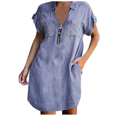 Imagem de Vestido de verão feminino slim moda manga midi curto 2023 vestido casual feminino vestidos de algodão para mulheres, Roxa, XXG