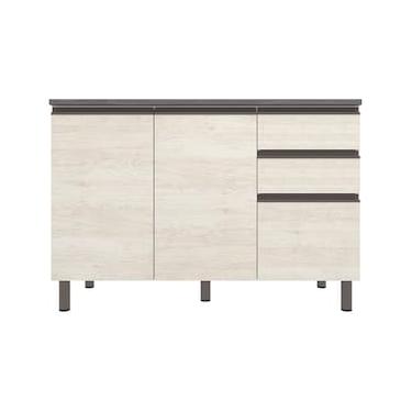 Imagem de Balcão Bartira Cristal MDP 15mm com 2 Portas, 3 Gavetas e 1 Prateleira - 120,1cm de largura