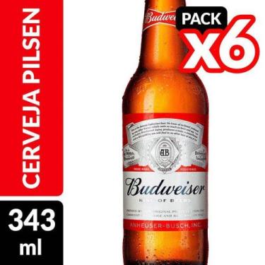Imagem de Cerveja Budweiser Long Neck 343 Ml Embalagem Com 6 Unidades