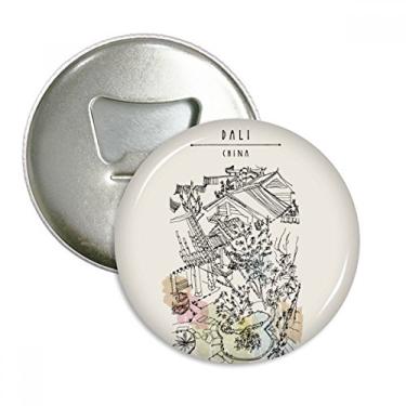 Imagem de Dali Park Among Houses China Abridor de garrafas redondo de geladeira pinos de ímã, botão de presente, 3 peças