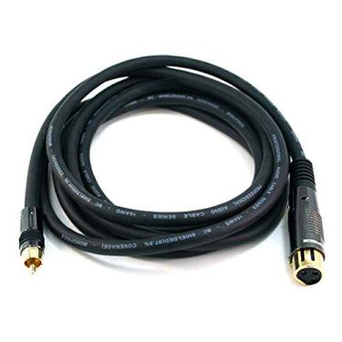 Imagem de Monoprice Cabo XLR fêmea para RCA macho 104786 – 3 metros – Preto com conectores banhados a ouro E21| Par trançado blindado de 16 AWG condutores trançados de cobre livre de oxigênio – Série Premier