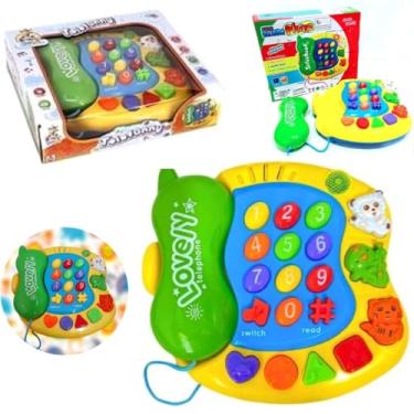 Imagem de telefone musical infantil com luz e som animais brinquedo telefoninho bb kids piano didático educativo interativo desenvolvimento do bebe 19 teclas 20/18 cm