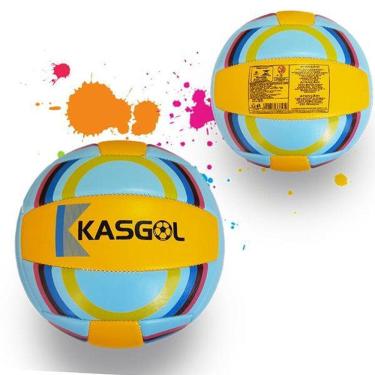 Imagem de Bola De Voleibol Azul E Amarelo Tamanho Oficial Quadra/Praia