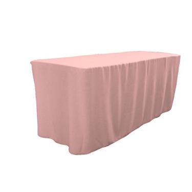 Imagem de LA Linen Toalha de mesa ajustada de popelina de poliéster, 244 cm C x 76 cm L x 76 cm A, rosa claro