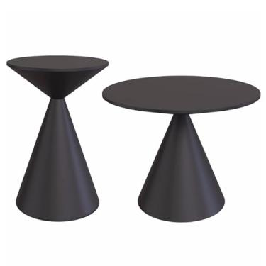 Imagem de Mesa Lateral Redonda, Mesa Lateral Com Processo De Pintura De Metal Para Sofá, Mesa Final Sem Necessidade De Montagem Para Sala De Estar, Quarto E Escritório (Color : Combination 1)