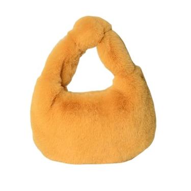 Imagem de Bolsa de pelúcia Y2K bolsa de pelúcia fofa, linda bolsa de pelúcia feminina linda mini bolsa (cinza), Amarelo, One Size