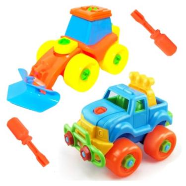 Imagem de Kit Caminhonete e Trator Monta Desmonta com Chave Infantil
