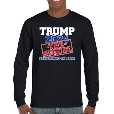 Imagem de Camiseta de manga comprida Trump 2024 The Sequel Make Liberals Cry Again MAGA President 47 FJB Let's Go Brandon Republican, Preto, M