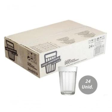 Imagem de Caixa 24 Copos De Vidro Americano Tradicional Nadir Figueiredo 190ml Cerveja Boteco Bar