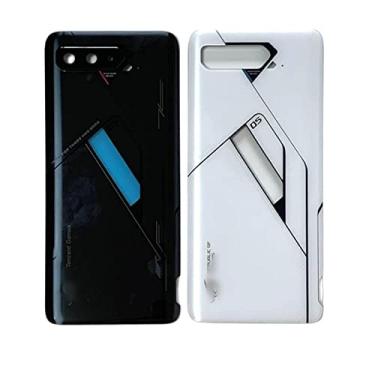 Imagem de SHOWGOOD Capa de bateria para Asus ROG 5 Pro 5s Pro ZS676KS + caixa para ROG Phone 5 Ultimate sem lente com moldura de câmera sem traseira LCD pequeno (branco sem moldura de câmera)
