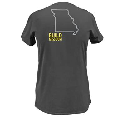Imagem de John Deere Camiseta feminina com gola V e contorno do estado dos EUA e Canadá Build State Pride, Missouri, XXG