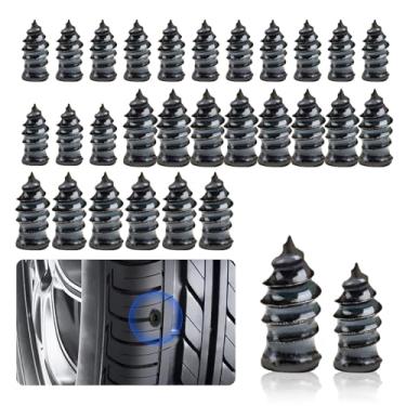 Imagem de QODOLSI 30 peças de prego de borracha para reparo de pneus de carro, ferramentas de reparo rápido de pneus de veículos à prova d'água, pregos de reparo de pneus automotivos duráveis universais para motocicleta, caminhão, quadriciclo, Jeep Tractor (preto)