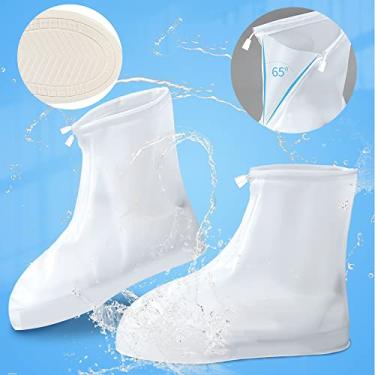 Imagem de Capas de sapatos impermeáveis para botas de chuva, galochas com controle de areia, antiderrapante, sola de borracha de PVC, botas de chuva reutilizáveis para ciclismo, acampamento ao ar livre, pesca, jardim, viagens (G, transparente)