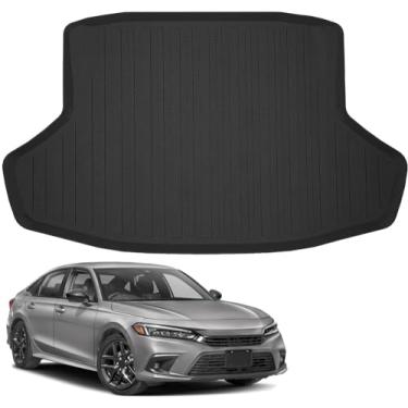 Imagem de Forro de carga premium para Honda Civic LX Sport EX Sedan 2022-2023 - 100% de proteção - Tapete de porta-malas de carro de ajuste personalizado - Tapete de carga preto para todas as estações - Forros de porta-malas medidos a laser em formato 3D para Honda Civic