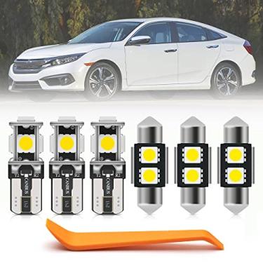 Imagem de Kit de lâmpadas interiores LED de 6 peças para Hon'da Civic 2006 2007 2008 2009 2010 2011 2012 Mapa Dome Trunk License Plate Lights Lâmpadas interiores super brilhantes + ferramenta de instalação