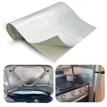 Imagem de DEGEOBERLIN Fita de proteção térmica de exaustão aluminizada com revestimento adesivo para parede atrás da grade 2000 graus material de proteção de alta temperatura Tapete de cobertor de barreira