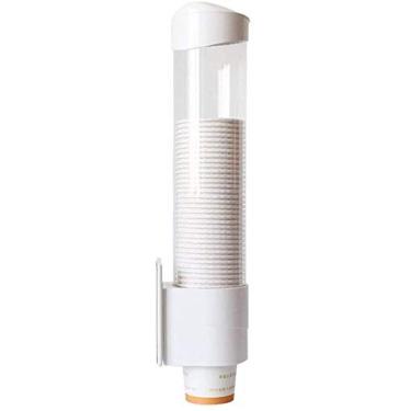 Imagem de Dispensador de copo de água tipo puxador, suporte de copo automático para dispositivo de ventosagem para refrigerador ou parede 70-100 copos recipiente 59-142 g tamanho de copo de papel (branco)